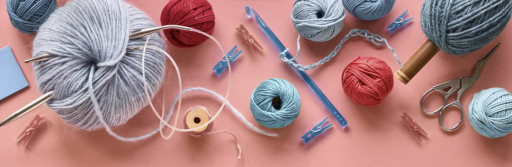 Various knitting and crochet supplies